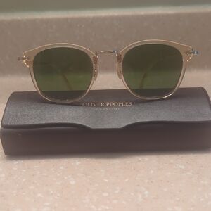 Oliver Peoples Sunglasses with Gold Frame and Green Lenses